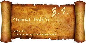 Zimonyi Iván névjegykártya